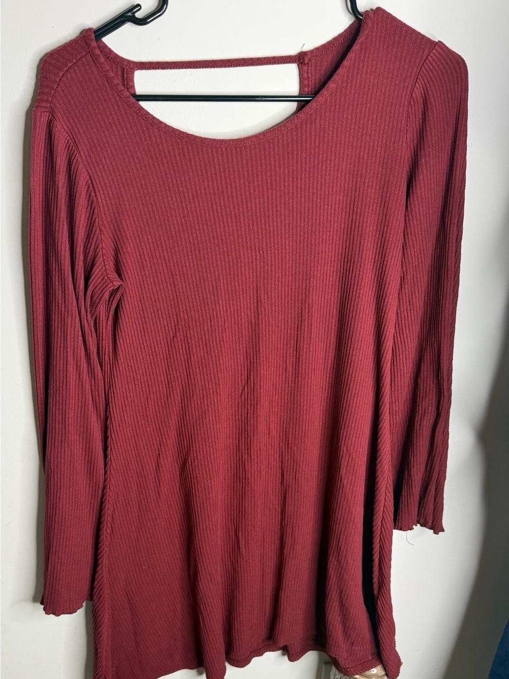 Abercrombie & Fitch Ribbed Long Sleeve Tunic - Wine